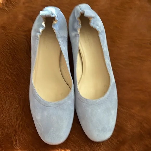 Everlane The Day Heel Blue Suede Italian Leather Shoes Size 8