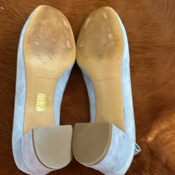 Everlane The Day Heel Blue Suede Italian Leather Shoes Size 8