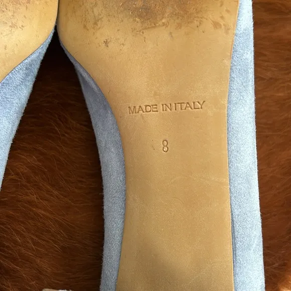 Everlane The Day Heel Blue Suede Italian Leather Shoes Size 8