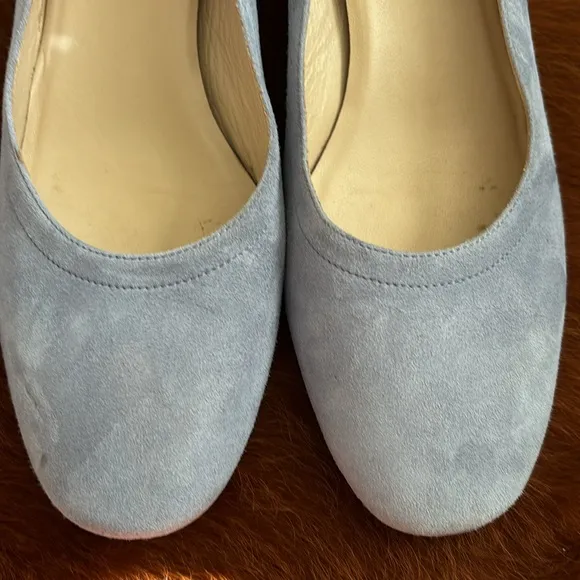 Everlane The Day Heel Blue Suede Italian Leather Shoes Size 8