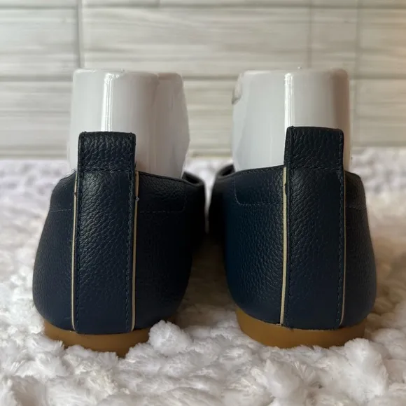 Everlane Women's Navy Blue Leather Slip-On Shoes