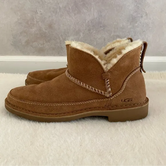 EXCELLENT CONDITION UGG Melrose Suede Shearling Bootie Chestnut Size 8