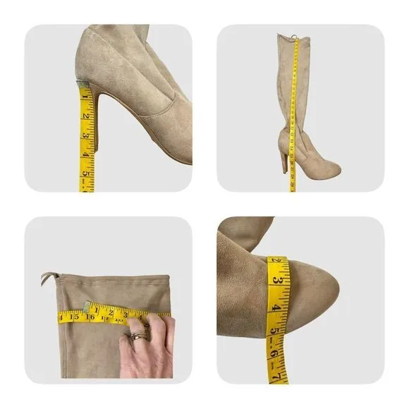 Express &quot;TISSU&quot; Ultra High Heel Boots Tan Over The Knee Women's Stretch Size 9