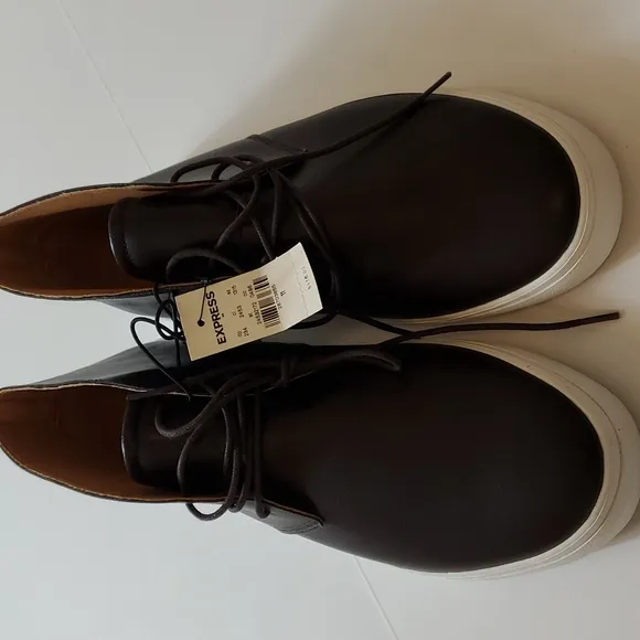 Express men brown with white sole tie sneaker shoes