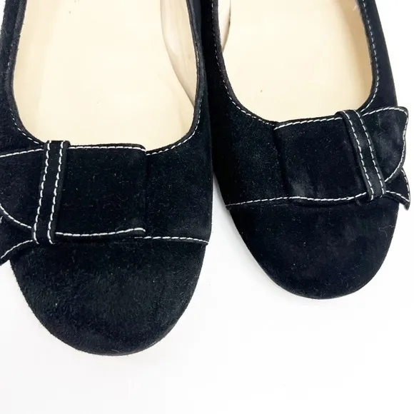 Faconnable Black Leather Leather Sole Topstitched Flat, Size 8N