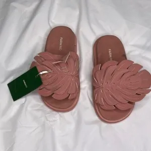 Farm Rio Womens Size 5 Pale Pink Monstera Anatomic Slide Sandal