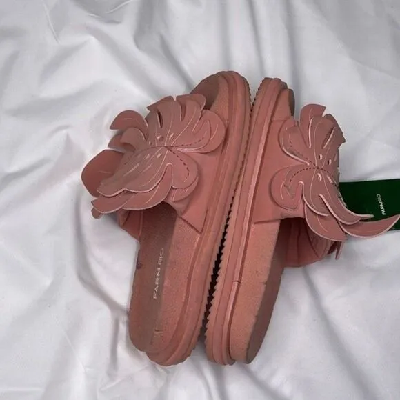 Farm Rio Womens Size 5 Pale Pink Monstera Anatomic Slide Sandal