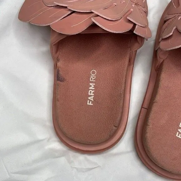 Farm Rio Womens Size 5 Pale Pink Monstera Anatomic Slide Sandal
