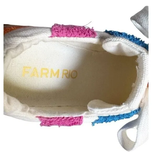 Farm Rio Women's Sz 8 Rainbow Terry Flatform Sneakers Pink Green Blue