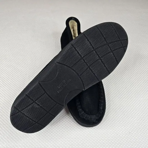 Farmall Bradford Exchange Suede Shoes Slippers Mens 12 Black NEW Sherpa Lined