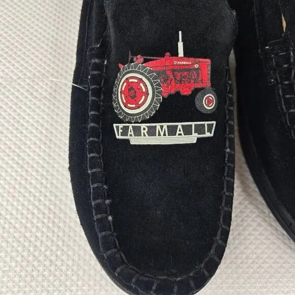 Farmall Bradford Exchange Suede Shoes Slippers Mens 12 Black NEW Sherpa Lined