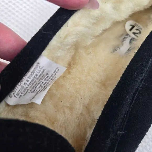 Farmall Bradford Exchange Suede Shoes Slippers Mens 12 Black NEW Sherpa Lined