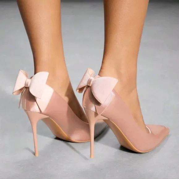 Fashionable Women Pointed Toe High Heel Pumps With Big Bow Detail,Sexy High Heel