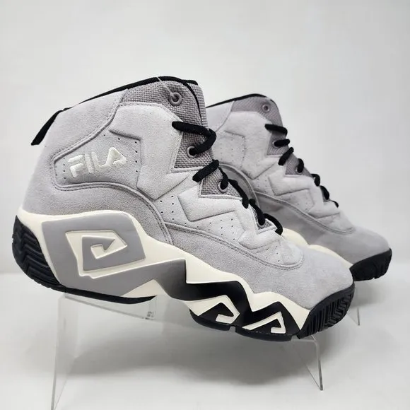 Fila Basketball Shoes Mens 11 MB Grey Suede Aztec Logo Spell Out Lace Up