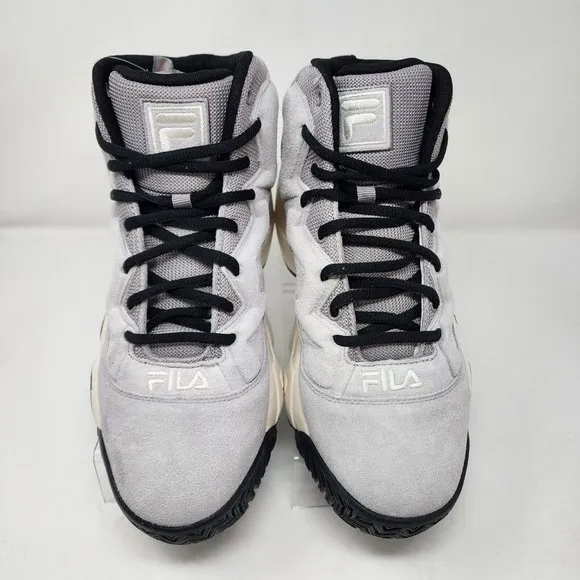 Fila Basketball Shoes Mens 11 MB Grey Suede Aztec Logo Spell Out Lace Up