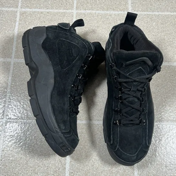 Fila Grant Hill 2 F Black Suede Athletic Basketball Shoes Size 10.5
