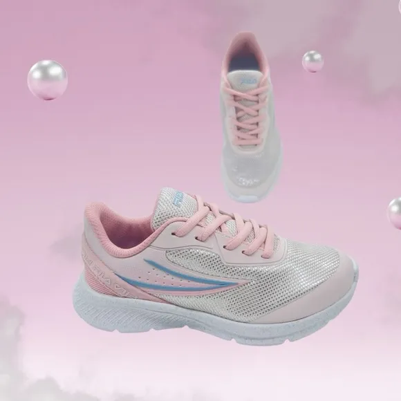 Fila Kids Girls Pink and White Sneakers Size 6