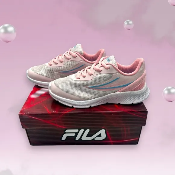 Fila Kids Girls Pink and White Sneakers Size 6