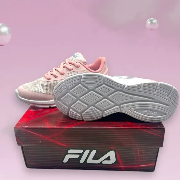 Fila Kids Girls Pink and White Sneakers Size 6