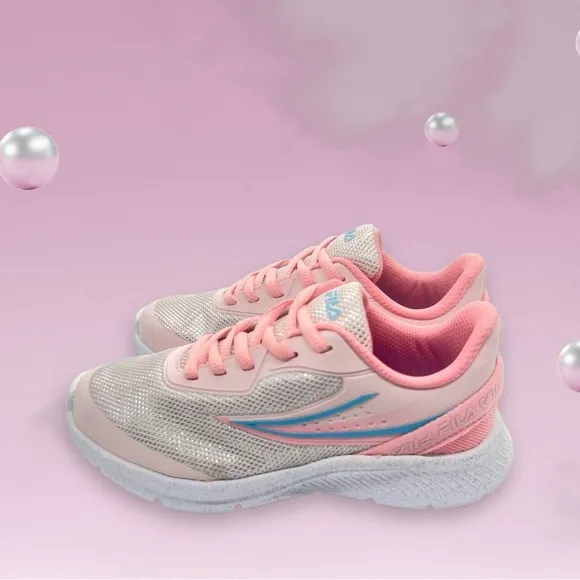 Fila Kids Girls Pink and White Sneakers Size 6