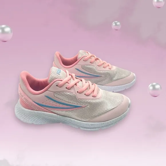 Fila Kids Girls Pink and White Sneakers Size 6