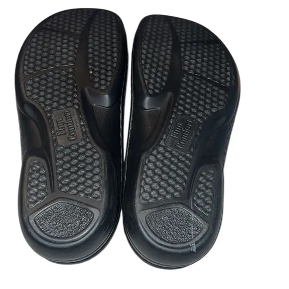 Finn Comfort Black Leather Women Mules Shoes 39 D