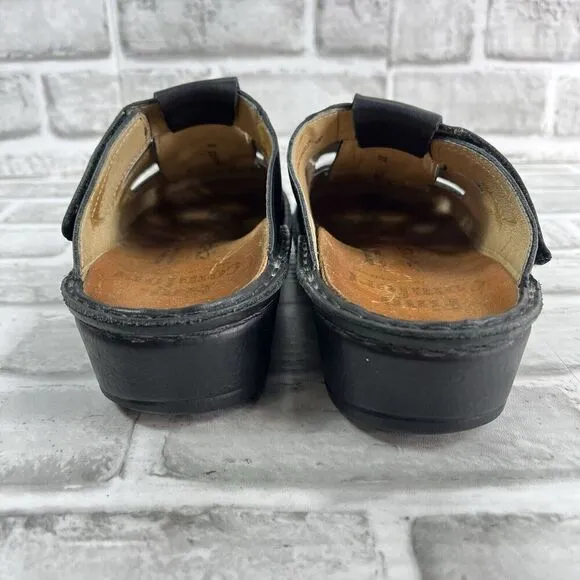 Finn Comfort Java Women's Size 37 - 6.5 Black Leather Comfort Mule Clog Shoes