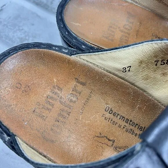 Finn Comfort Java Women's Size 37 - 6.5 Black Leather Comfort Mule Clog Shoes