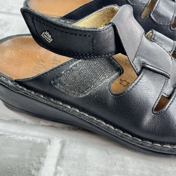 Finn Comfort Java Women's Size 37 - 6.5 Black Leather Comfort Mule Clog Shoes