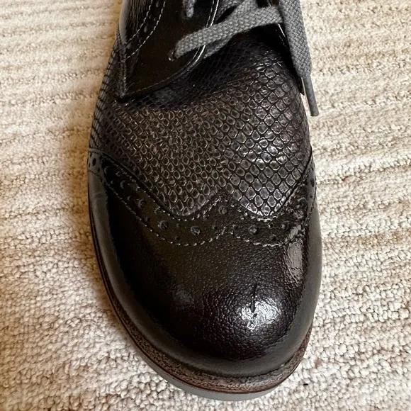 Finn Comfort Shoes Women Charcoal Gray Patent Leather Snake UK 5.5 US 8