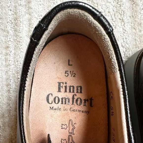 Finn Comfort Shoes Women Charcoal Gray Patent Leather Snake UK 5.5 US 8