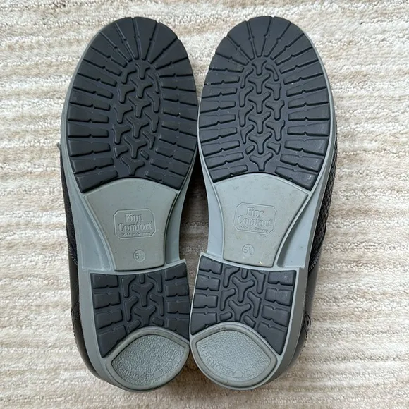 Finn Comfort Shoes Women Charcoal Gray Patent Leather Snake UK 5.5 US 8