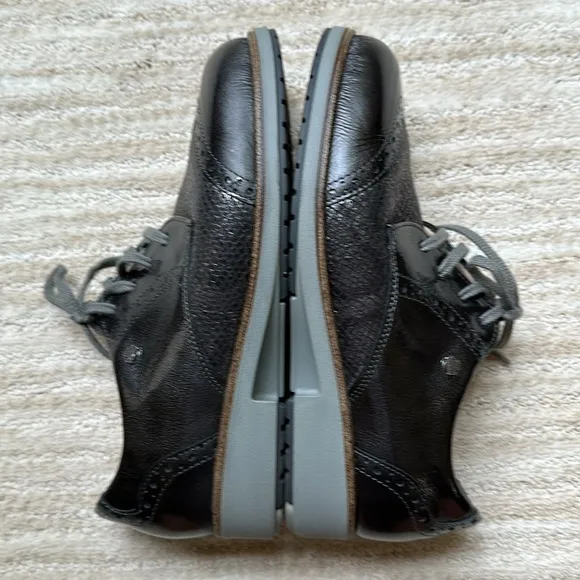 Finn Comfort Shoes Women Charcoal Gray Patent Leather Snake UK 5.5 US 8