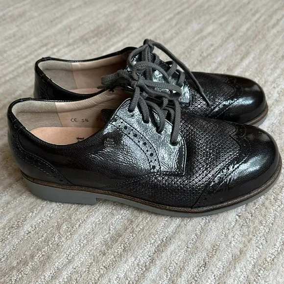 Finn Comfort Shoes Women Charcoal Gray Patent Leather Snake UK 5.5 US 8