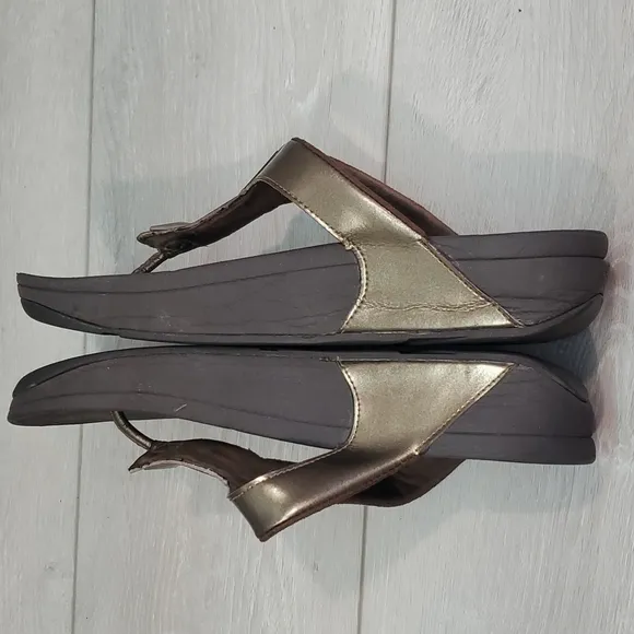 Fitflop Womens Pietra Bronze Comfort Rhinestone Platform Sandals shoes sz 9