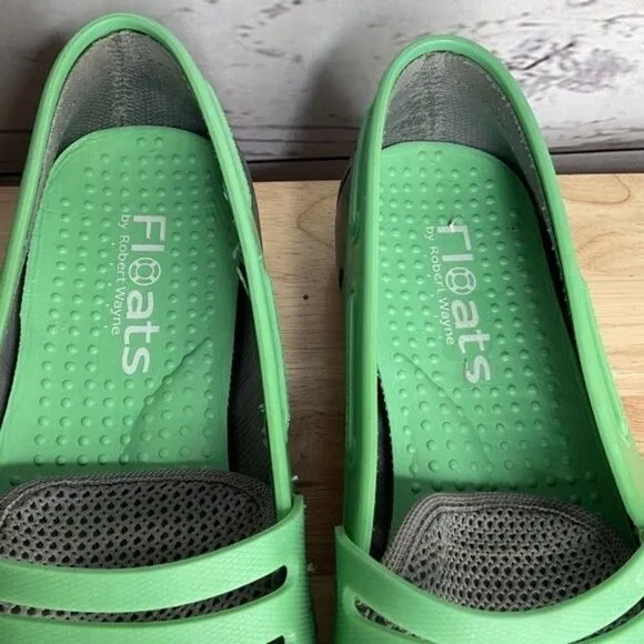 Floats By Robert Wayne Clipper Mens Gray/Green Swims Penny Loafers Boat Shoes 9D
