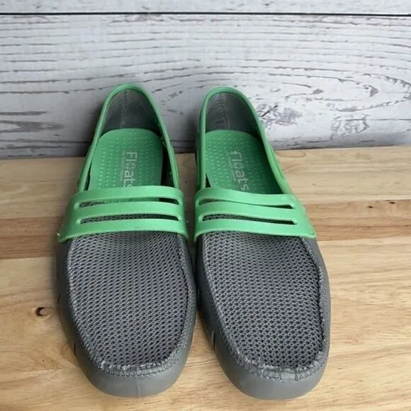 Floats By Robert Wayne Clipper Mens Gray/Green Swims Penny Loafers Boat Shoes 9D
