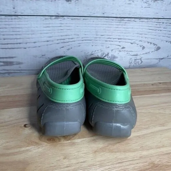 Floats By Robert Wayne Clipper Mens Gray/Green Swims Penny Loafers Boat Shoes 9D