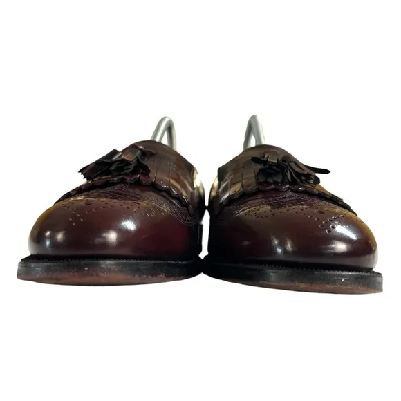 Florsheim Men 8.5 Lexington Leather Wingtip Kiltie Tassel Burgundy Loafers