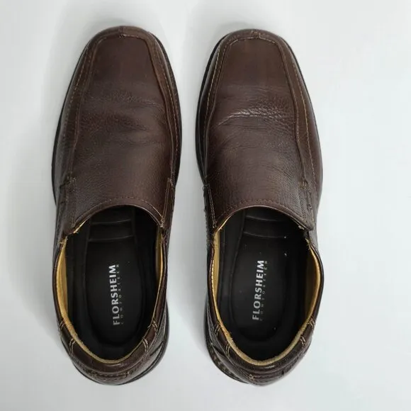Florsheim Men's Roane Shoes 8.5 D Moc Toe Slip on Brown Leather Dress Casual