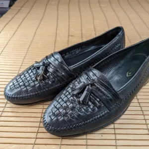 Florsheim Woven Vamp Tassel Leather Loafers men's sz 10 EEE Black Dress Shoes Ca