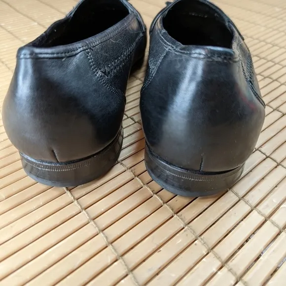 Florsheim Woven Vamp Tassel Leather Loafers men's sz 10 EEE Black Dress Shoes Ca