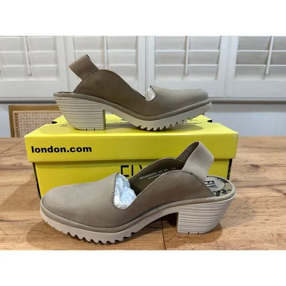 Fly London WHIT295FLY Cupido Concrete Sling-Back Pumps Shoes Size 39 EU 8 US NIB