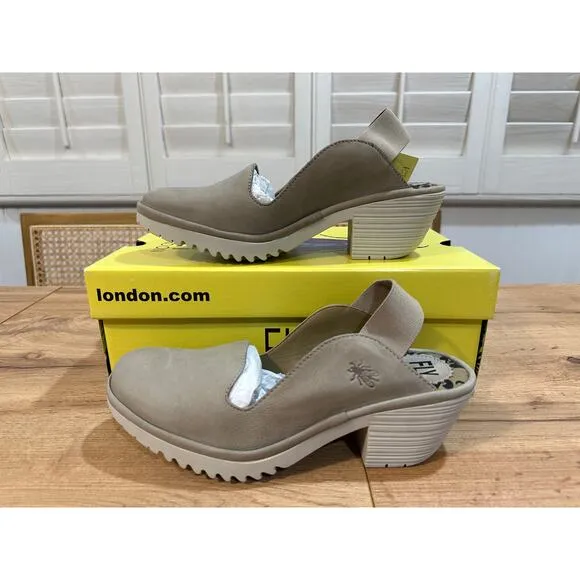 Fly London WHIT295FLY Cupido Concrete Sling-Back Pumps Shoes Size 39 EU 8 US NIB