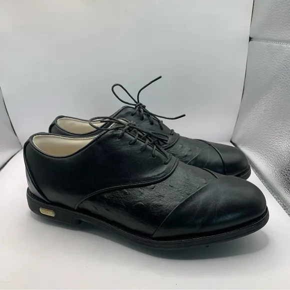 FootJoy 99326 Europa Ostrich Black SoftSpike Golf Oxford Shoes Women 8M EUC