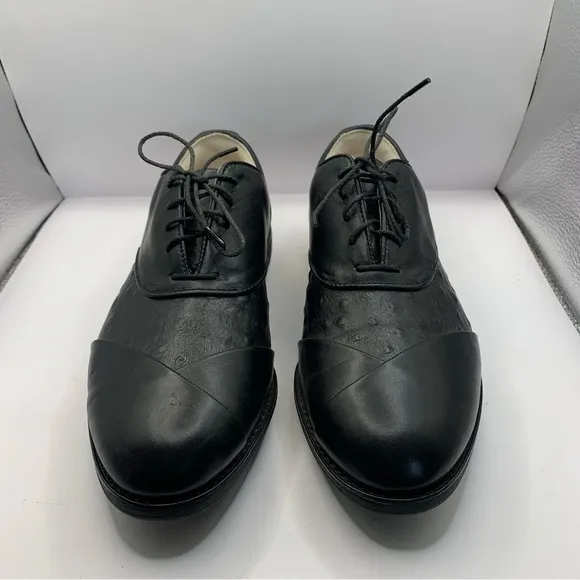 FootJoy 99326 Europa Ostrich Black SoftSpike Golf Oxford Shoes Women 8M EUC