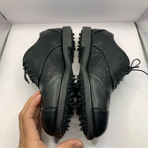 FootJoy 99326 Europa Ostrich Black SoftSpike Golf Oxford Shoes Women 8M EUC