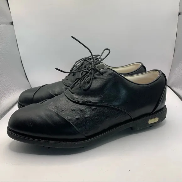 FootJoy 99326 Europa Ostrich Black SoftSpike Golf Oxford Shoes Women 8M EUC