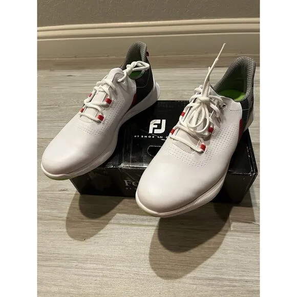 FootJoy FJ Fuel Men 10.5 M White/Navy/Lime Spikeless Golf Shoes 55452