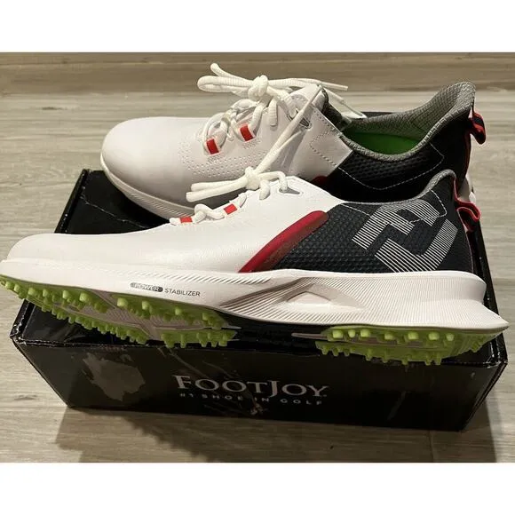 FootJoy FJ Fuel Men 10.5 M White/Navy/Lime Spikeless Golf Shoes 55452